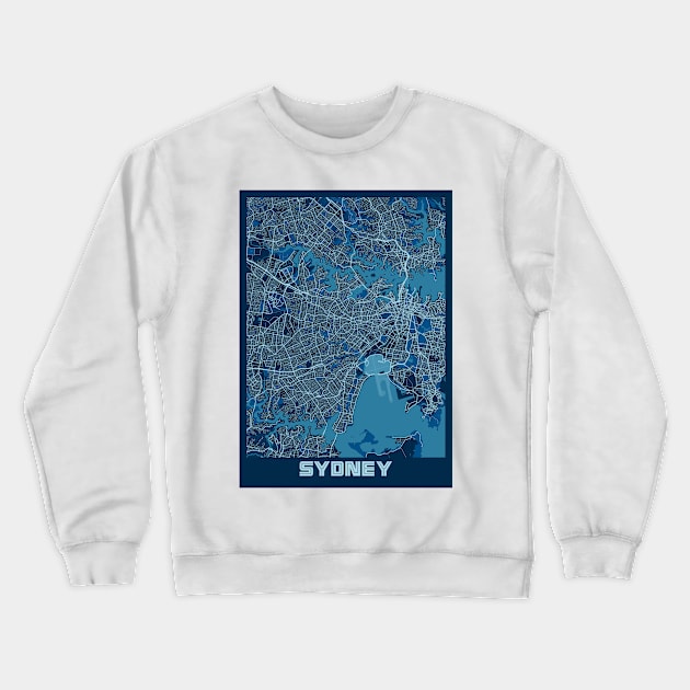 Sydney - Australia Peace City Map Crewneck Sweatshirt by tienstencil